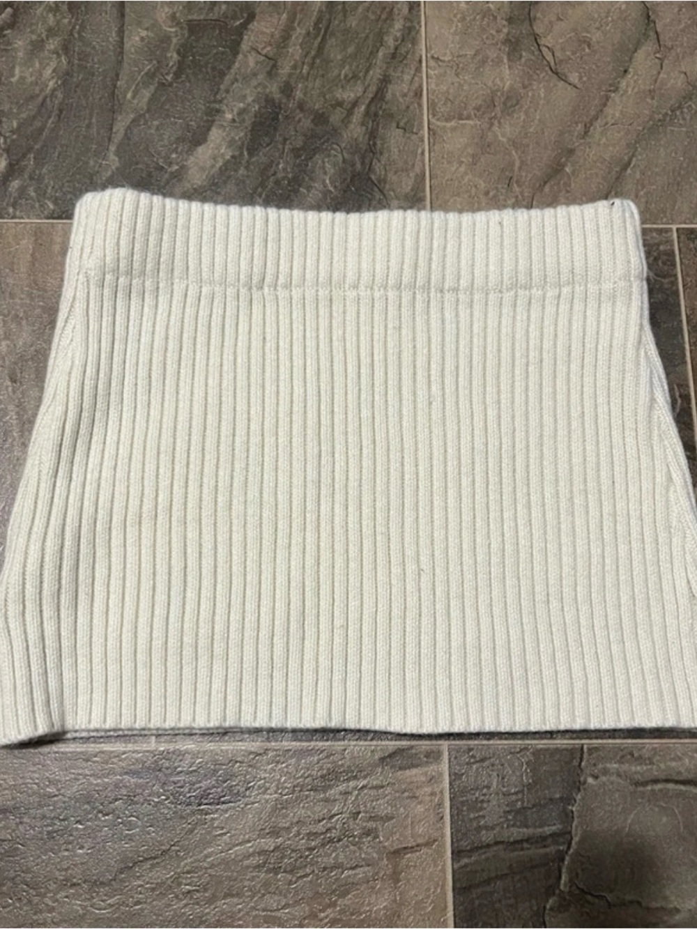 SHEIN Ivory Ribbed Knit Mini Skirt